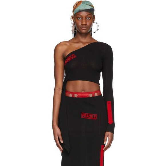 Jean Paul Gaultier Nylon Long Sleeve T-Shirt in Black/Red - Picture 2 of 5